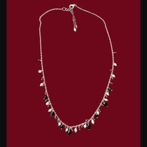 925 Sterling Silver Natural Pearl Black Onyx 20.25" Long Necklace